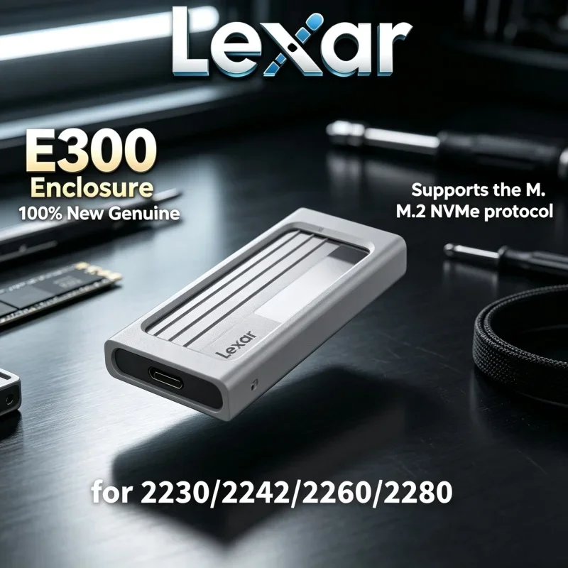 10Gbps Fast Data Transfer Lexar E300 Pro M.2 NVMe SSD Enclosure USB 3.2 Gen2 Type C Portable Hard Drive Case