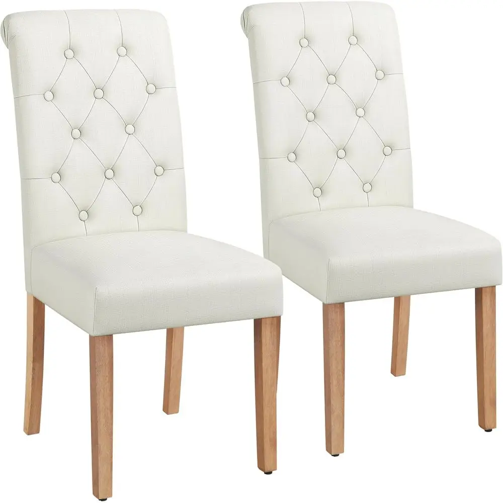 

Upholstered Fabric Dining Chairs Set of 2 with Button-Tufted High Back and Solid Wood Legs for Kitchen/Living Room/Restaurant, M