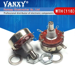 5PCS WTH118 2W 1A Potenziometro 1K 2.2K 4.7K 10K 22K 47K 100K 470K 1M WTH118-2W Rotonda In Carbonio Albero Rotary Taper Potenziometro