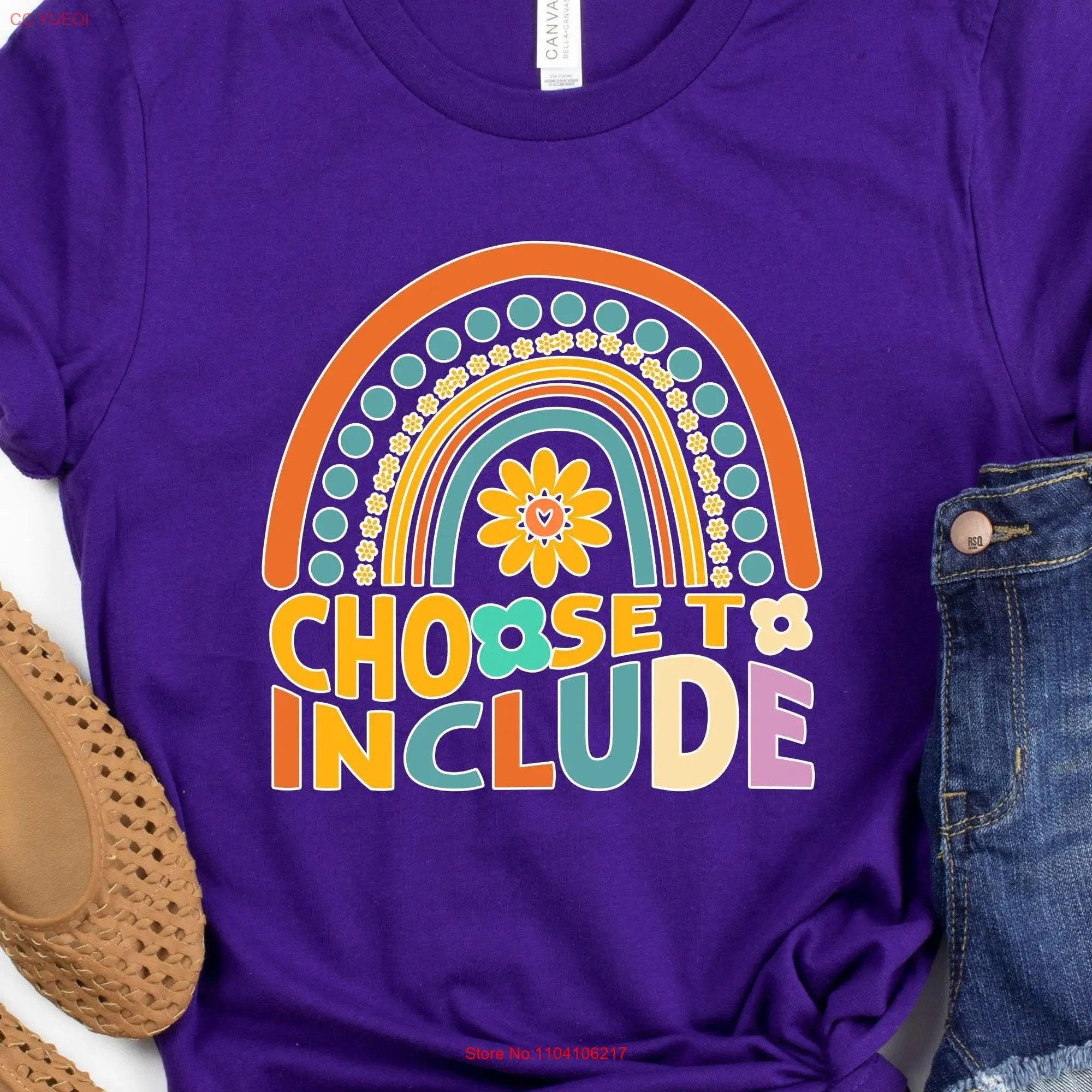 Choose To Include T Shirt Special Needs Teacher For Sped Back School Ed Retro Rainbow  long or short sleeves