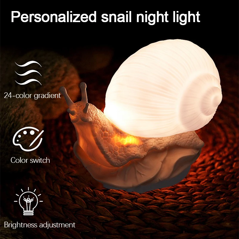 

Snail Night Light Cute Lamps Bedside Desk Colors Night Light Gift for Christmas Girls Boys Kids Room Decoration