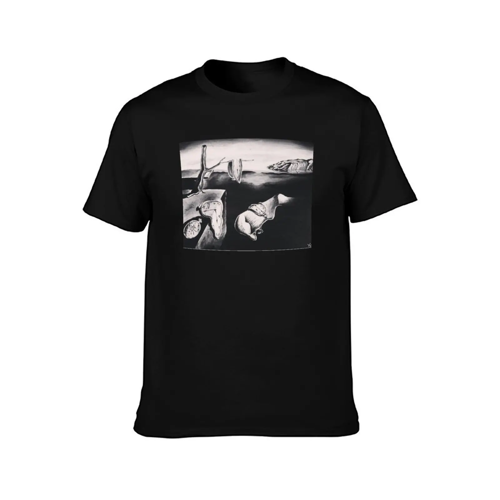 salvador dalì's 'the persistence of memory' in greyscale T-Shirt Stain Resistant Casual Tee T-Shirt