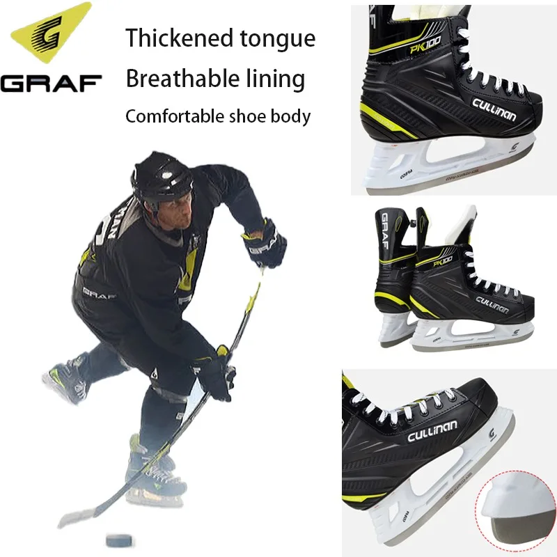 GRAF حماية Blote Voeten Ijshockey Schaatsschoenen Voeg Fluwelen Ademende Schaatsschoenen Toe Voor Volwassenen En Kinderen