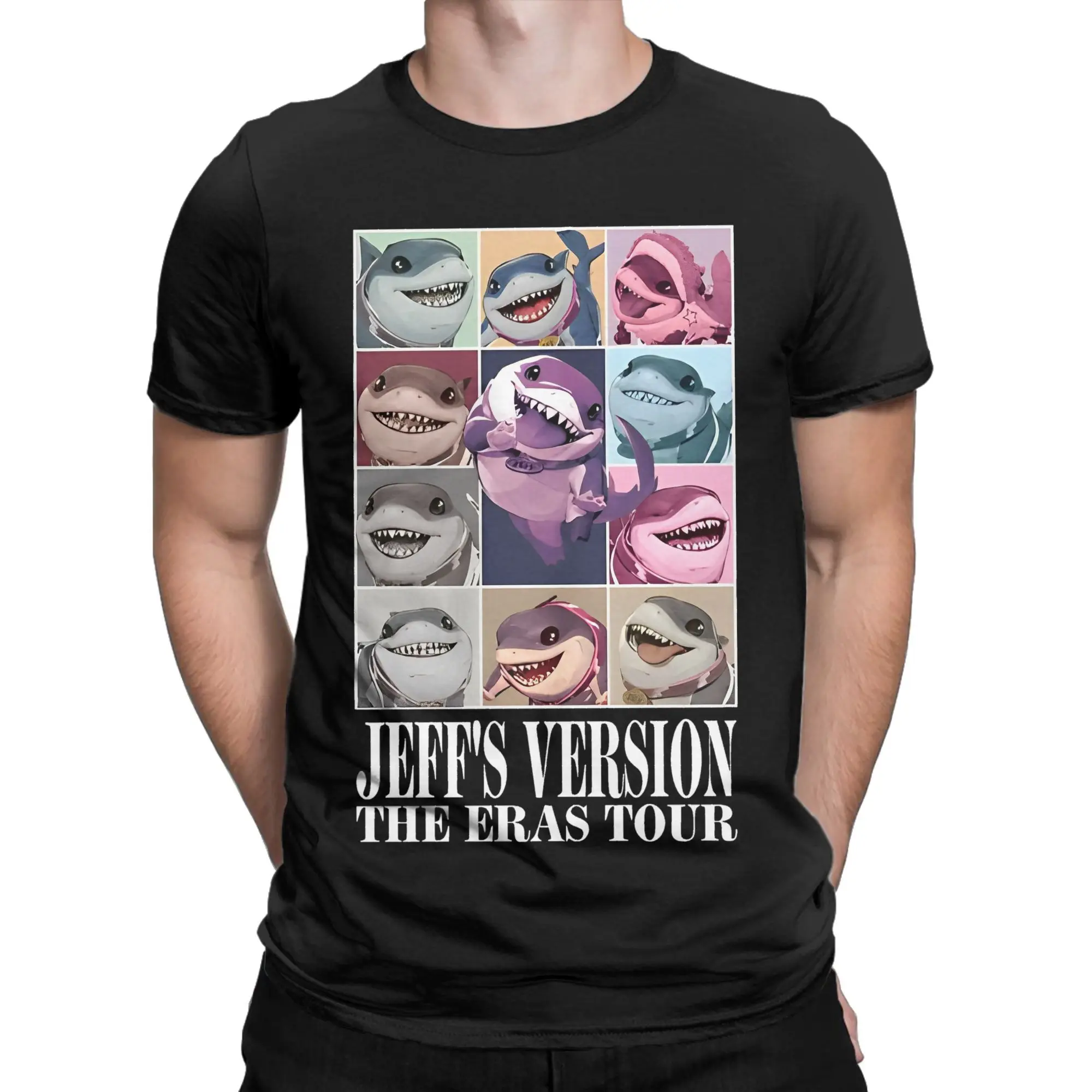 Men T-Shirt Marvel-Rivals Jeff The Landshark The Eras Tour Vintage Cotton Tee Funny Game T Shirts Round Neck merchandise Present