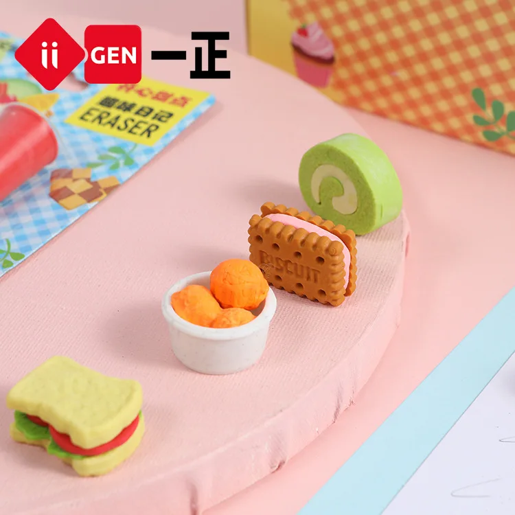 Kawaii Kuchen und Gebäck Dessert Radiergummi Kinder Spielzeug Simulation Form Nette Lebensmittel Gummi Studenten Bleistift Radiergummi Schule