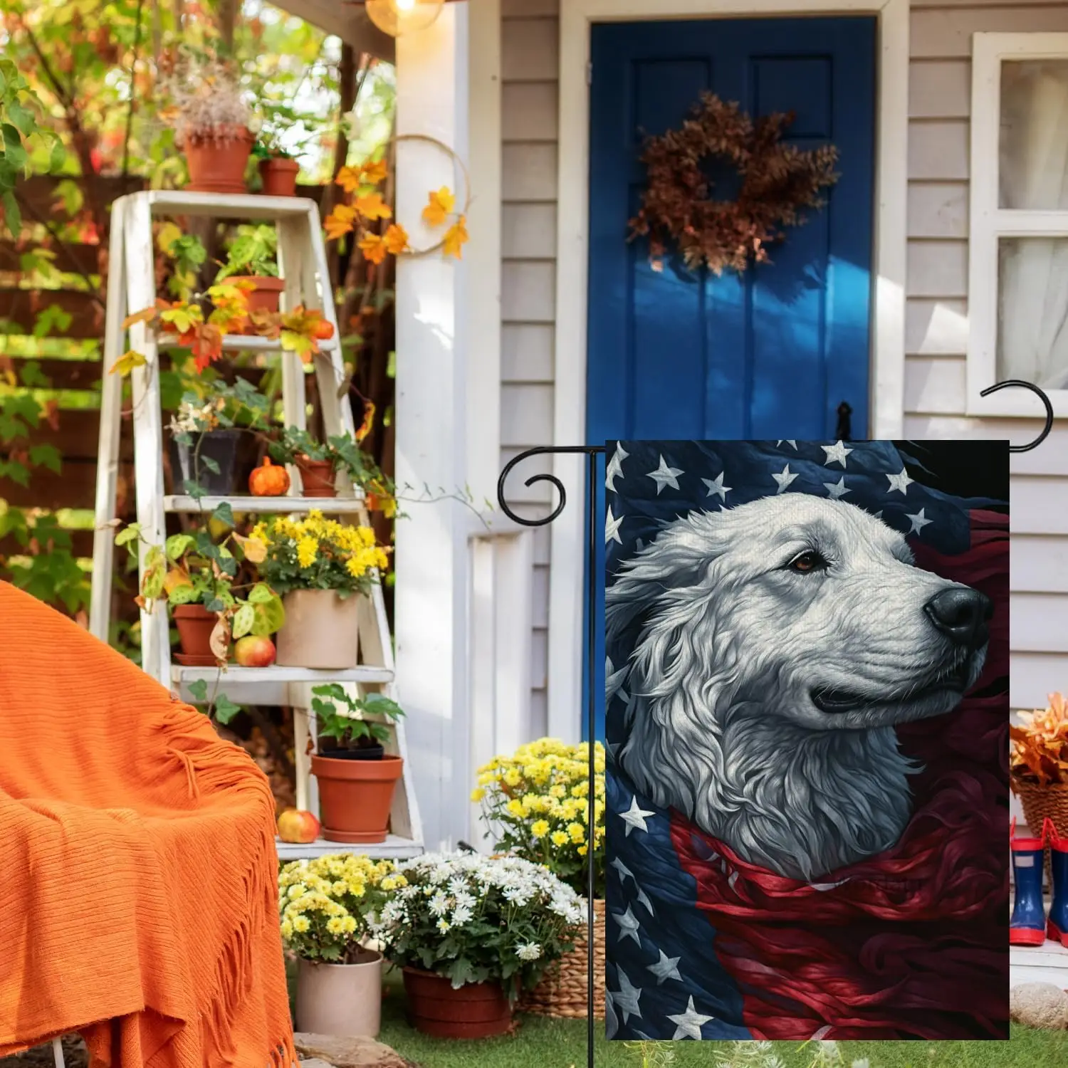 Wordatu Patriotic Garden Flag Great Pyrenees American Flag 12x18 Double Sided Decorative Outdoor Flag for Memorial Day Indep llz