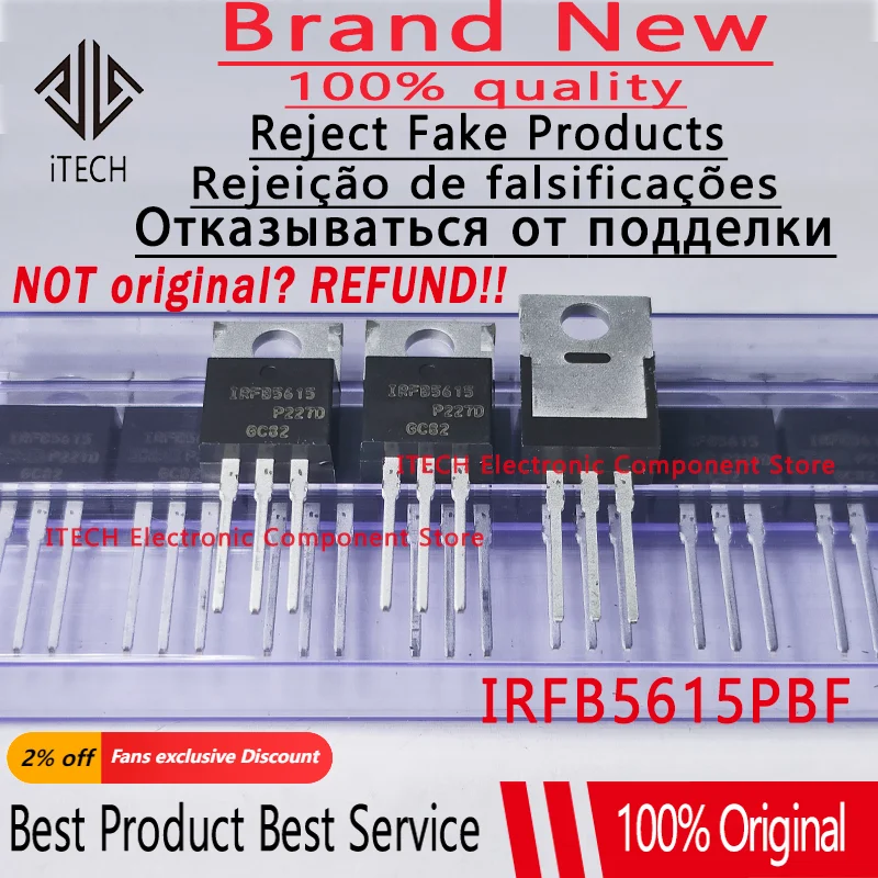 10 MOSFET di potenza a canale N IRFB5615 originale al pz/lotto 35A/150V 32mOhms TO-220 100% nuovo e originale