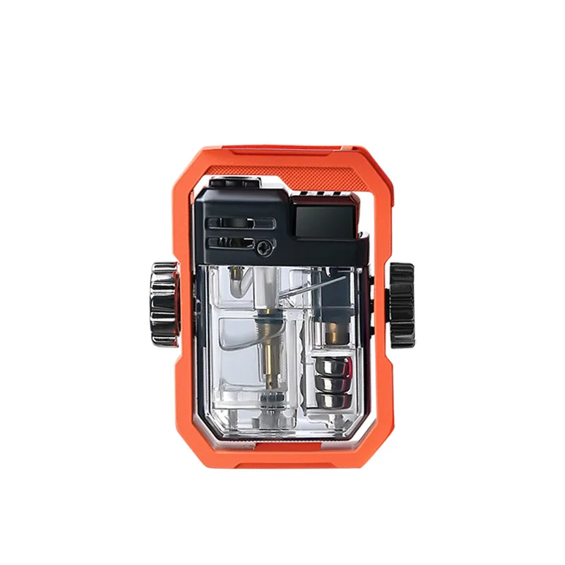 Mecha High Rotation Gyro Lighter Windproof Flame LED Light Transparent Air Warehouse Cross border Outdoor Barbecue Cigar Gifts