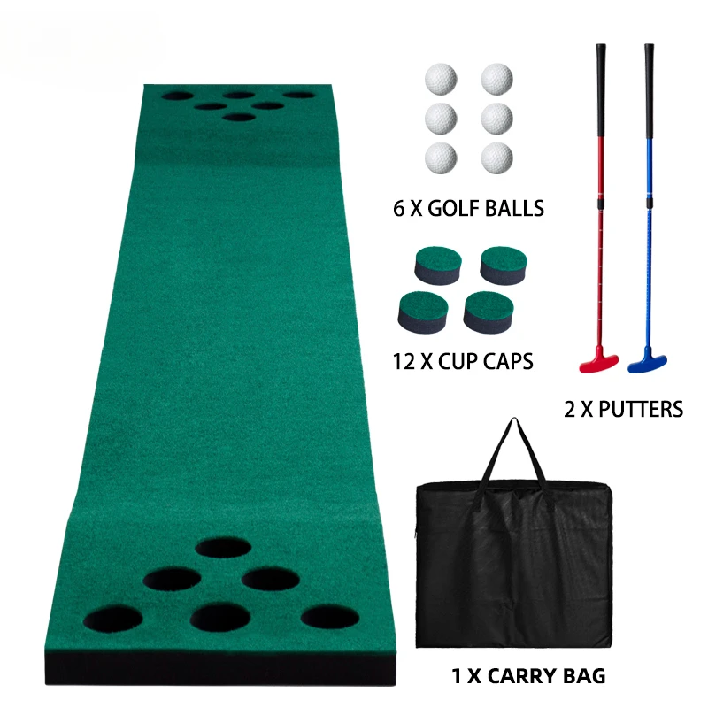 

Golf Game Golf Putting Mat Putting Green Practice Training Aid For Indoor Outdoor Party Game Use 2 Putters 6 Golf Balls