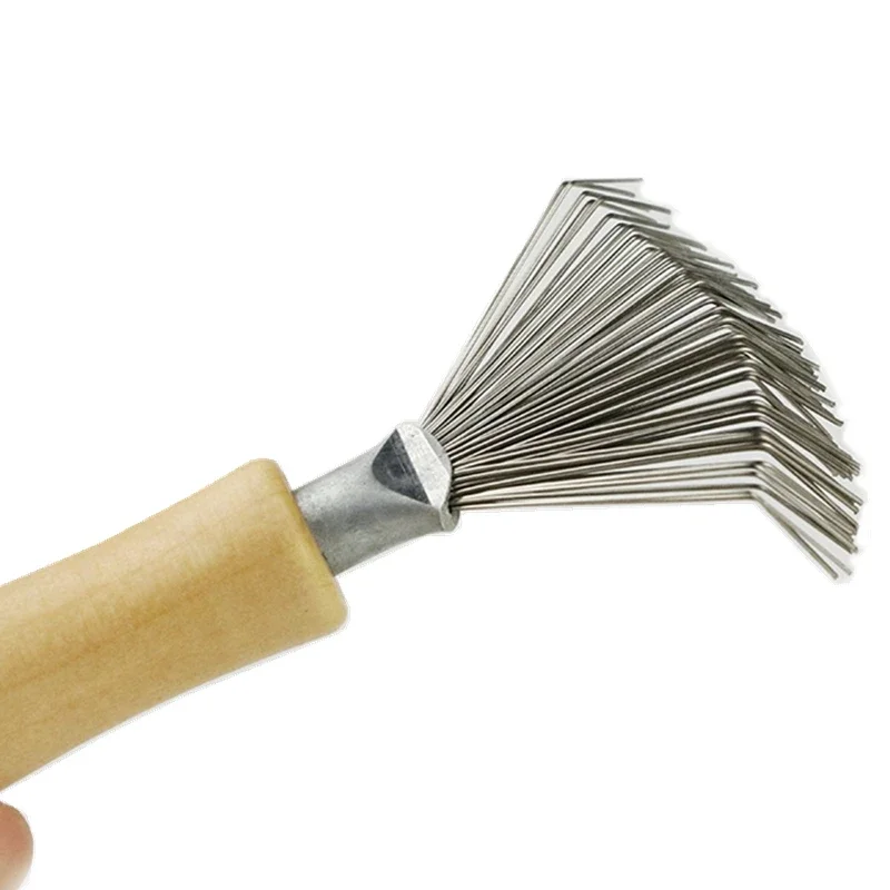 1 قطعة سلك معدني أشعل النار فرشاة شعر خشبية أداة تنظيف العناية بالشعر صالون تصفيف أدوات صغيرة فرشاة إزالة الأوساخ الشعر للمنزل والصالون