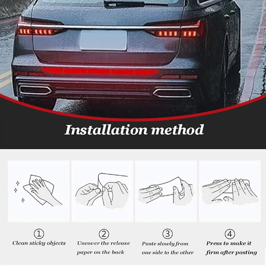 Car reflective sticker, trunk sticker, trunk reflective sticker, car collision warning strip sticker decoration