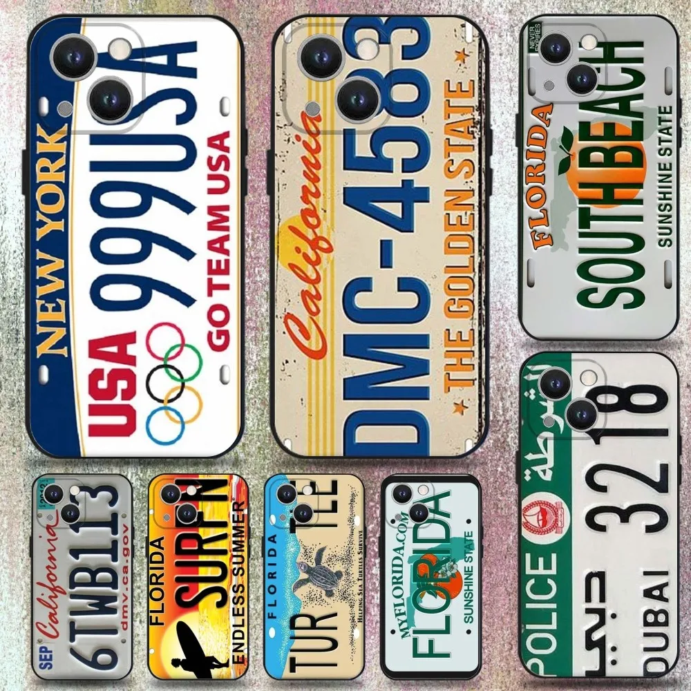 

PLATE LICENSE CALIFORNIA Phone Case For iPhone 16,15,14,13,12,11 Plus,Pro Max,XS,X,XR,SE,Mini,8,7,Soft Silicone Black Cover