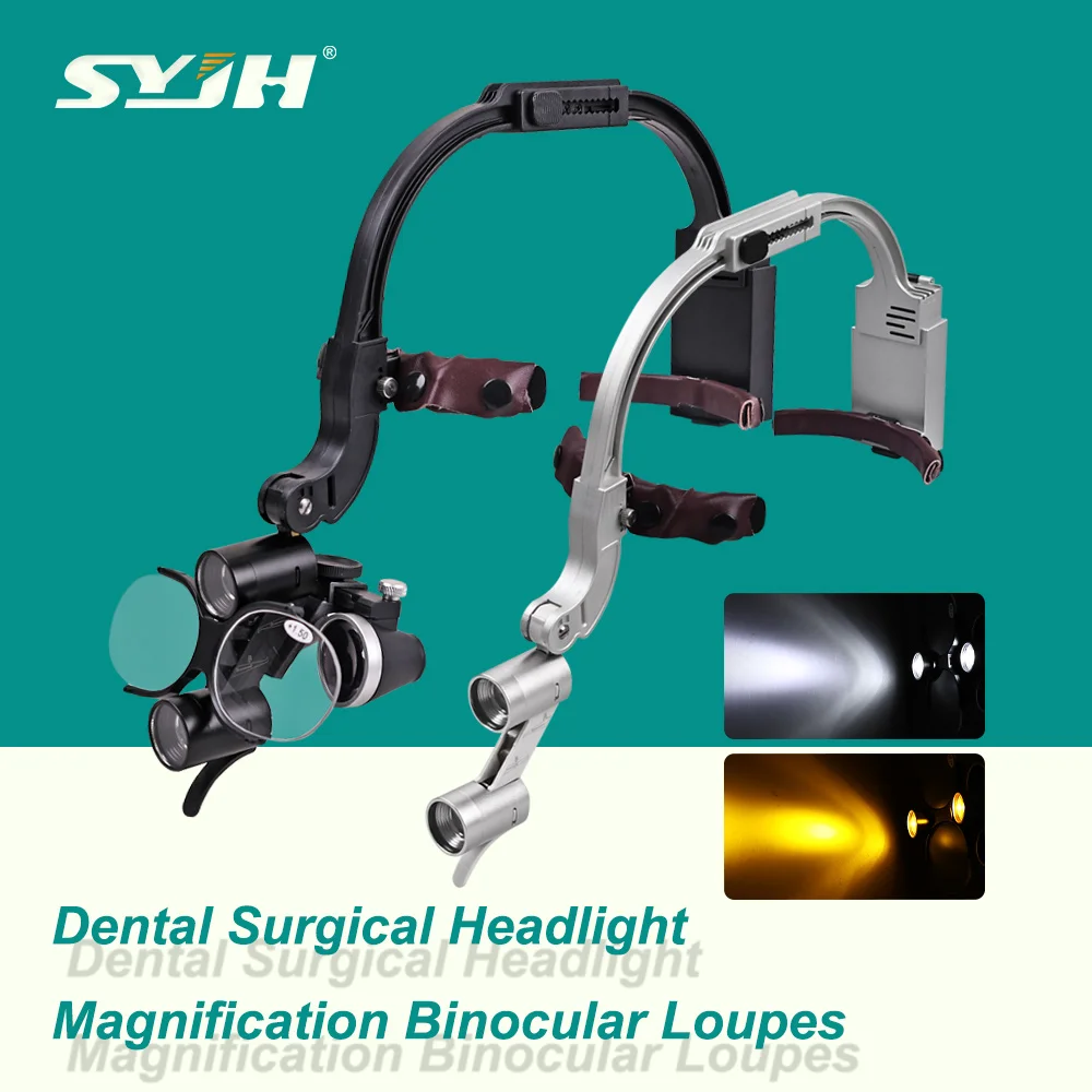 

Dental LED Binocular Magnification Loupes with 2 Filters 5W Surgical Head Light 2.5/3.5X Magnifying Glasses Dentist Lab Tools