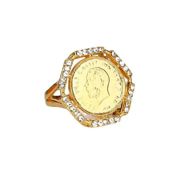 New Hot Sale fashion Head Shape Copper Gold Color Vintage Men Rings Cubic Zircon Jewelry