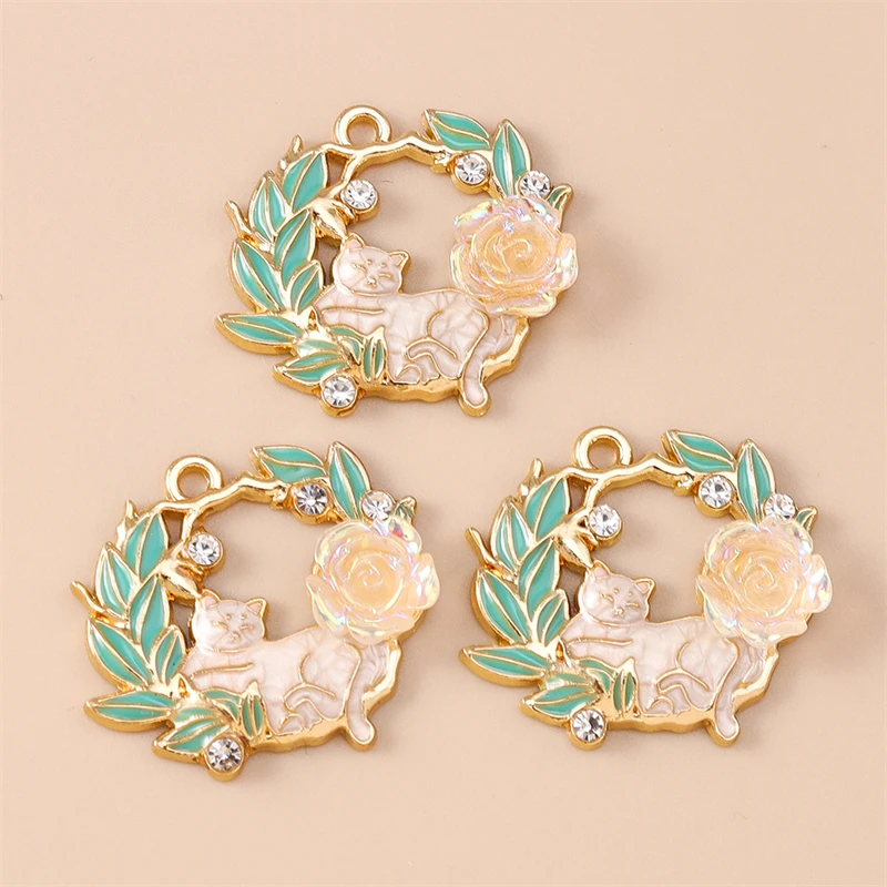 20 Stück Gemischte Cartoon-Tier- und Katzen-Anhänger, Emaille-Blumen-Charms für Schmuckherstellung, Halsketten, Ohrringe, Armbänder, DIY-Bastelgeschenke – Detail 16