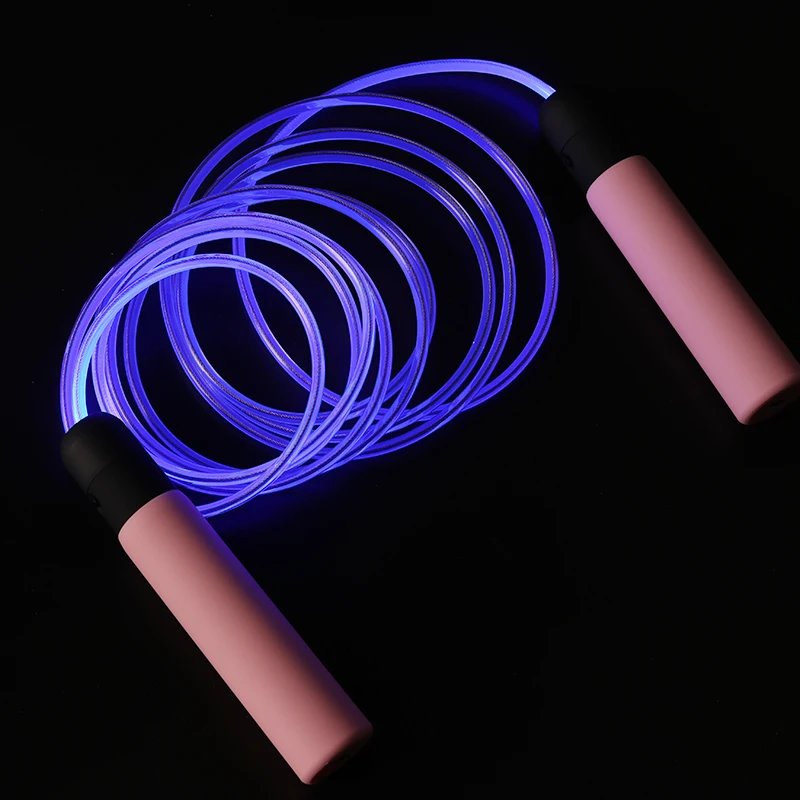 Upgraded Rechargeable Steel Built-in Fiber Optic Glowing Flashing Jump Ropes For Adults Kits Fun Fitness Exercise Skipping Rope