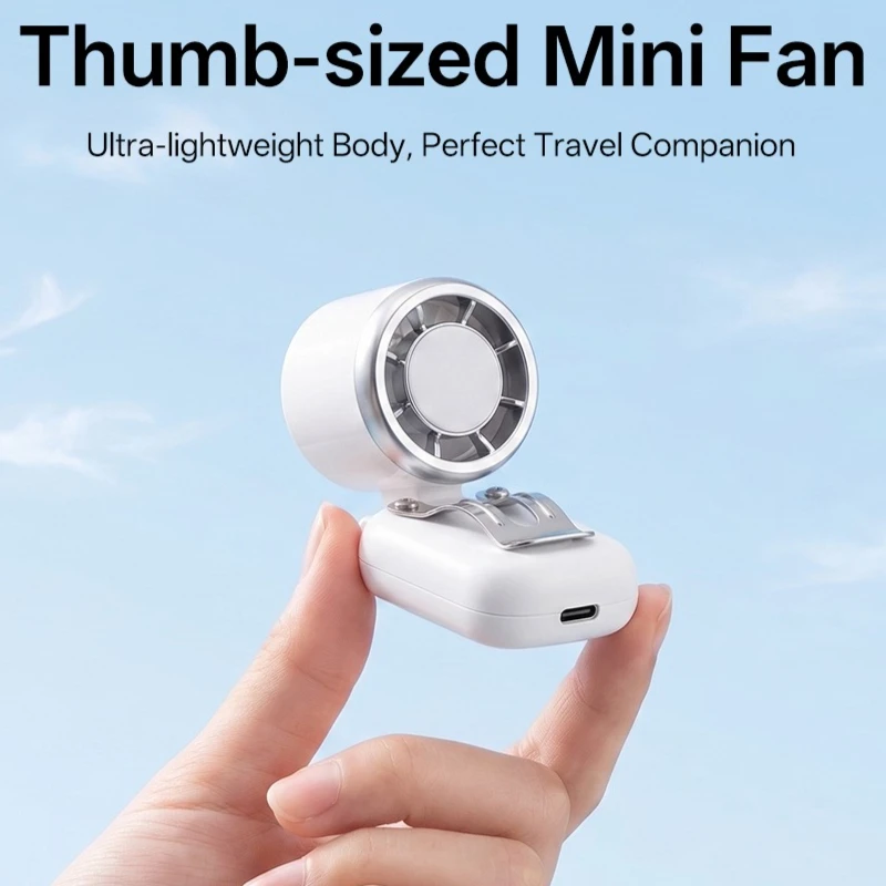 Rechargeable Hat Clip Fan 3-Speed Hands-Free Cooling Portable Clip-On Blower for Summer Beach Camping Travel Hiking Outdoor