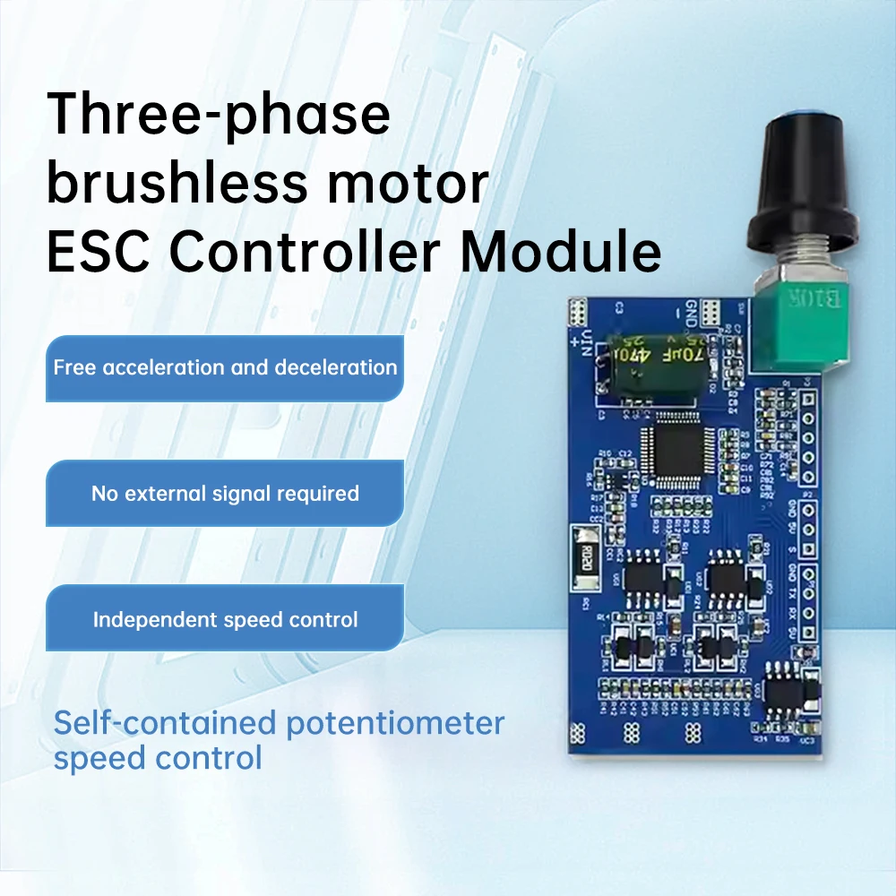 STC32G DC 3-Phase Brushless Motor ESC Speed Controller Module With Potentiometer DC12-24V 10A Motor With Hall Encoder