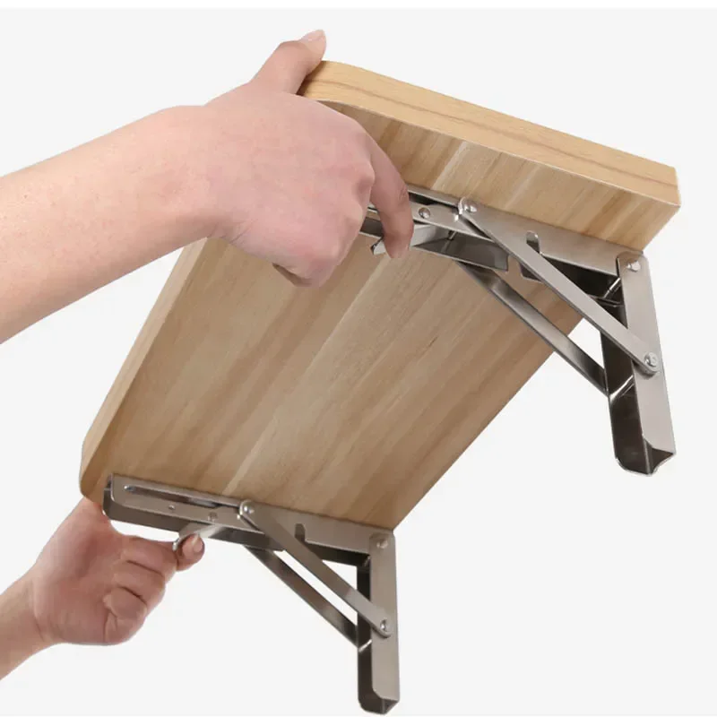 yes2PCS 10 Inch Length Triangle Folding Angle Bracket Adjustable Wall Mounted Durable Bearing Shelf Bracket DIY Home Table Bench