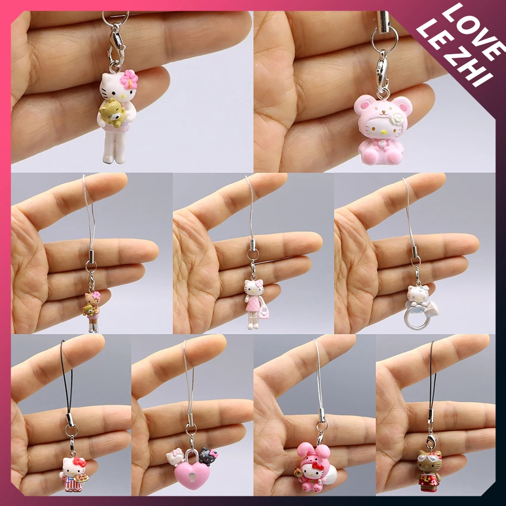 

Kawaii Sanrio Kt Mobile Phone Case Key Chain Bag Pendant Cross Dressing Long Leg Strawberry Flower Pendant Ornament Holiday Gift