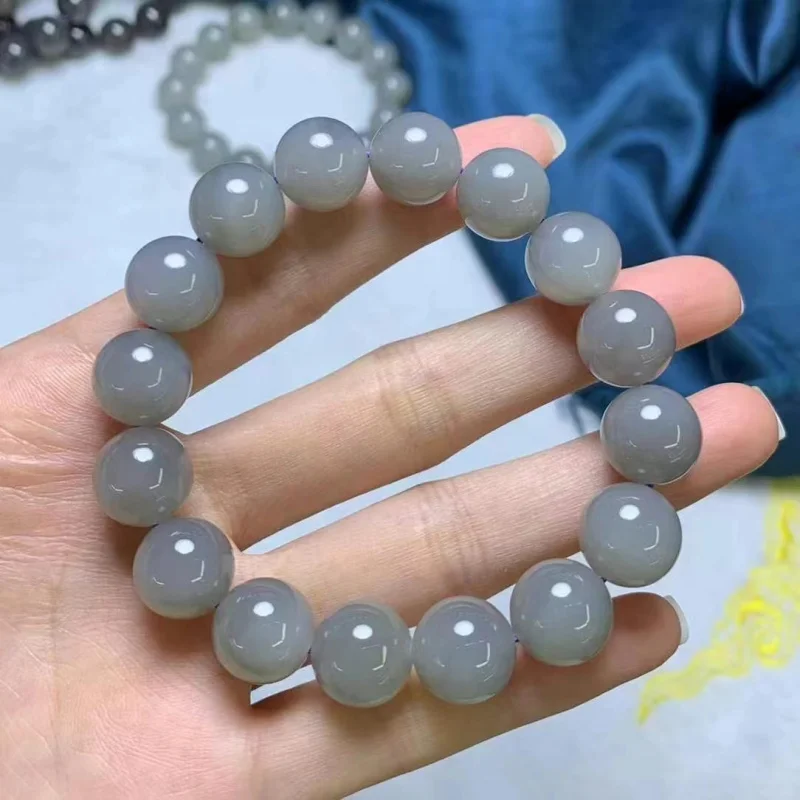 

Natural Hetian Jade Qinghai Old Material Purple Bracelet 12Mm