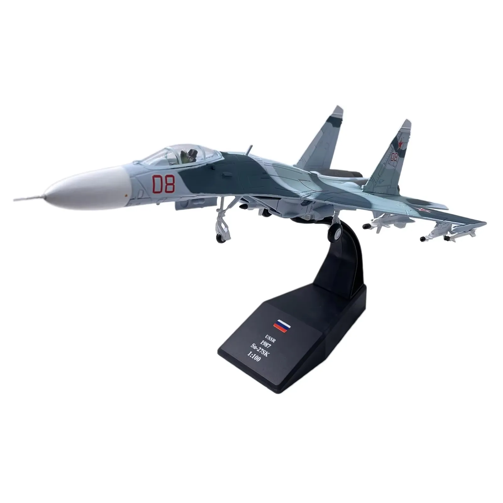 

1:100 Scale The Former Soviet Union Su-27 Fighter Model & Display Stand Collection Gift Su27 Alloy Model Plane Mini Decorative