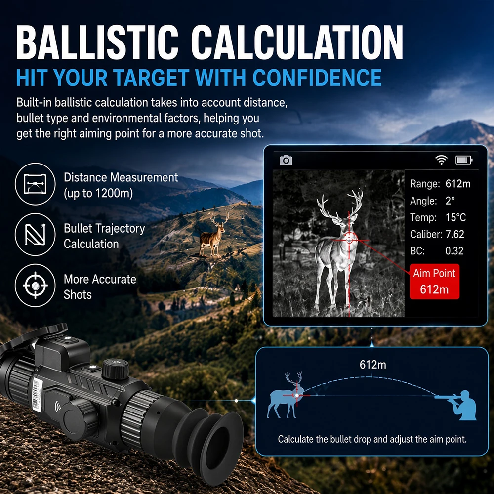 ZIYOUHU RP635R HD Thermal Imaging Device, Professional Infrared Night Vision Imager with Ranging for Outdoor