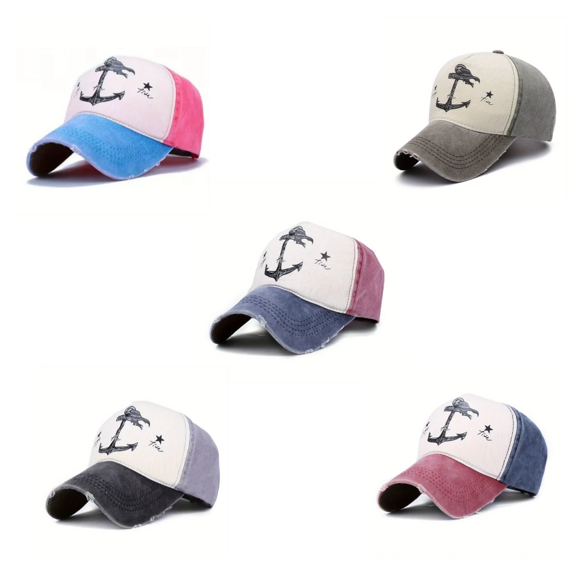 

Printing Pattern Pirate Ships Baseball Cap Adjustable Washed Vintage Style Anchor Hat Sailing Women Men Beach Gift Boating Hats