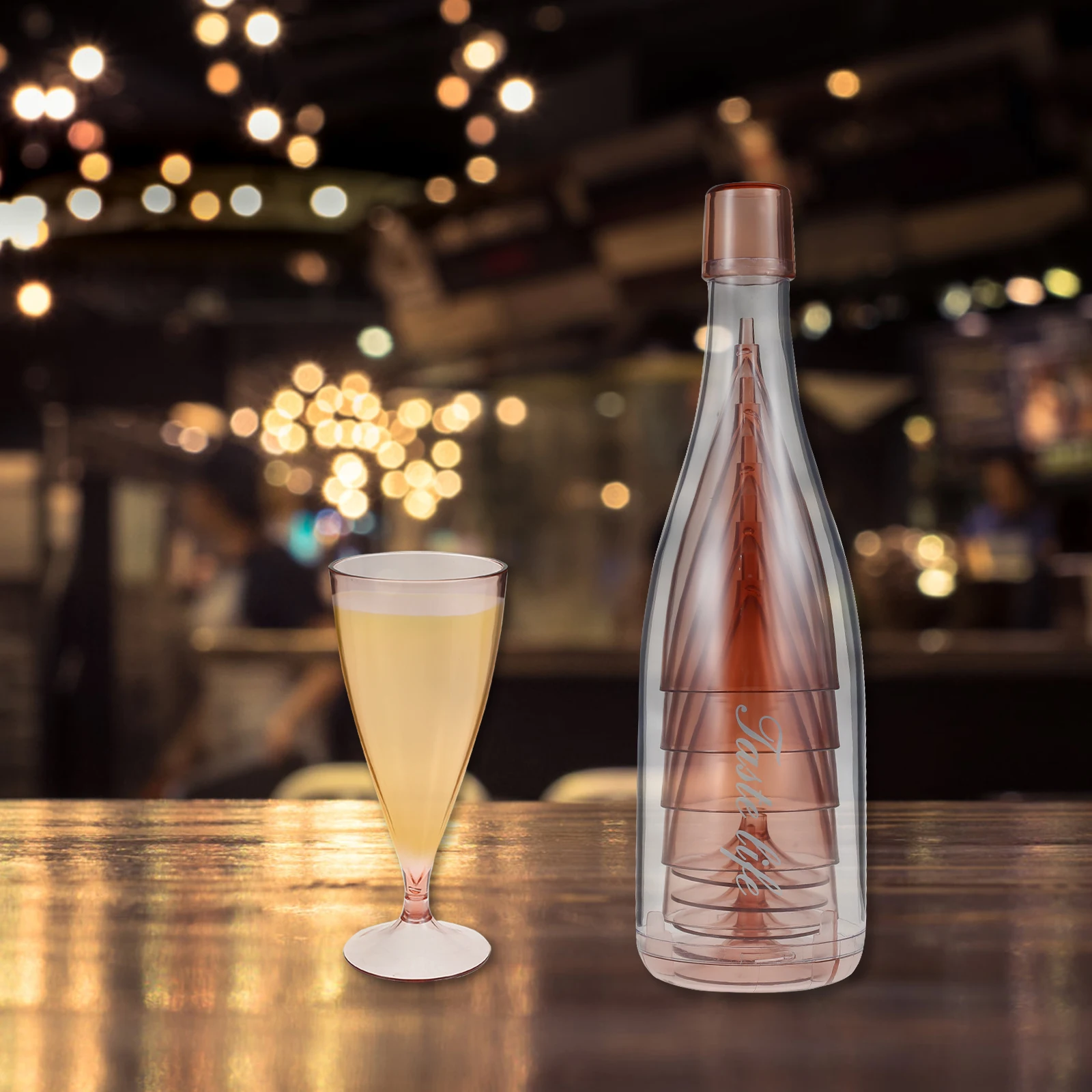 Set di bicchieri da Champagne impilabili da 5 pezzi flauti da vino in plastica riutilizzabili con bottiglia grande bicchieri da vino rosso trasparenti portatili leggeri