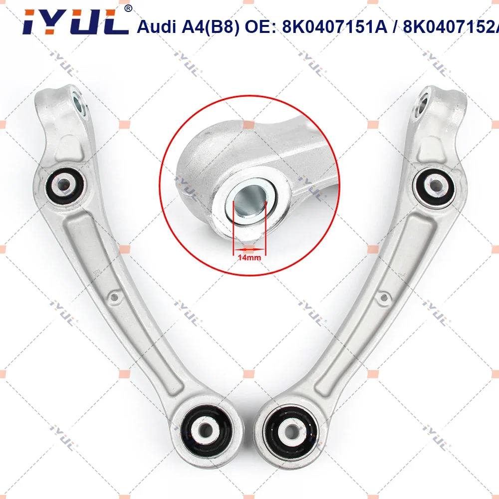 

IYUL A Pair Front Lower Suspension Control Arm Straight 14mm For Audi A4 8K2 8K5 8KH B8 A5 8F7 8TA Q5 17mm 8K0407151B 8K0407152B