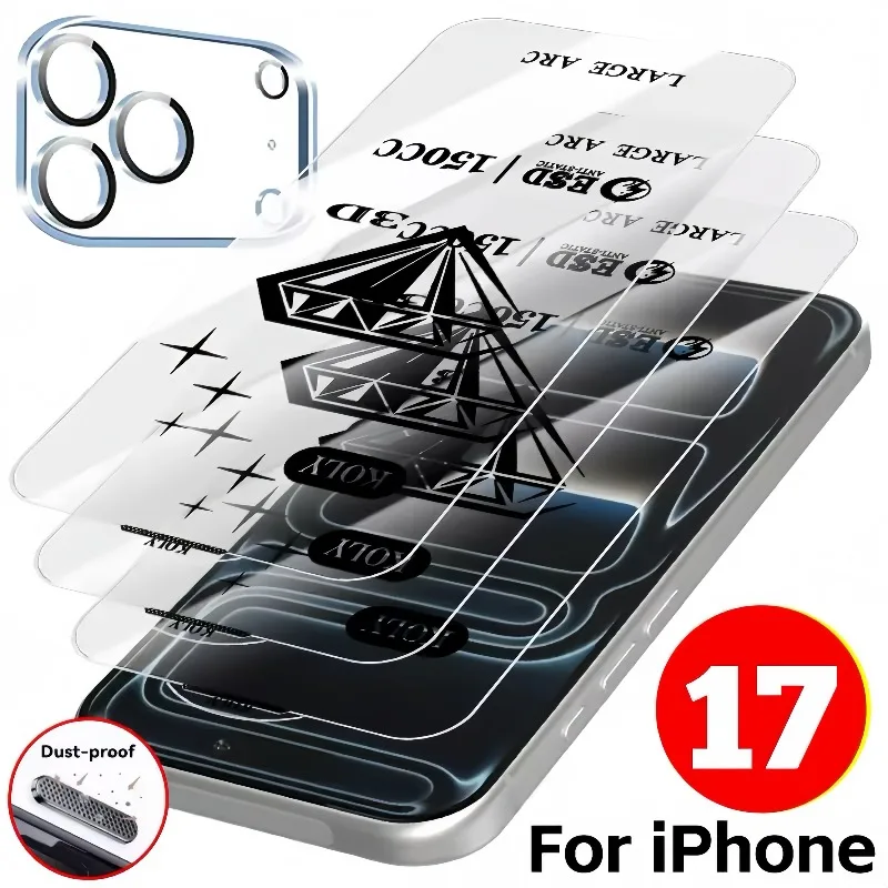

6IN1 Tempered Glass Film for 17PM Front+Back Set HD Camera Lens Anti-Scratch Screen Protector for IPhone 17 17 Pro 17Pro Max Air