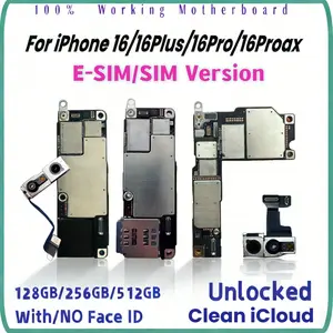 Bilashmart 100% Tested iPhone 16 pro Max Motherboard Unlocked With/NO Face ID Support iOS Update Logic Board Clean iCloud Mainboard