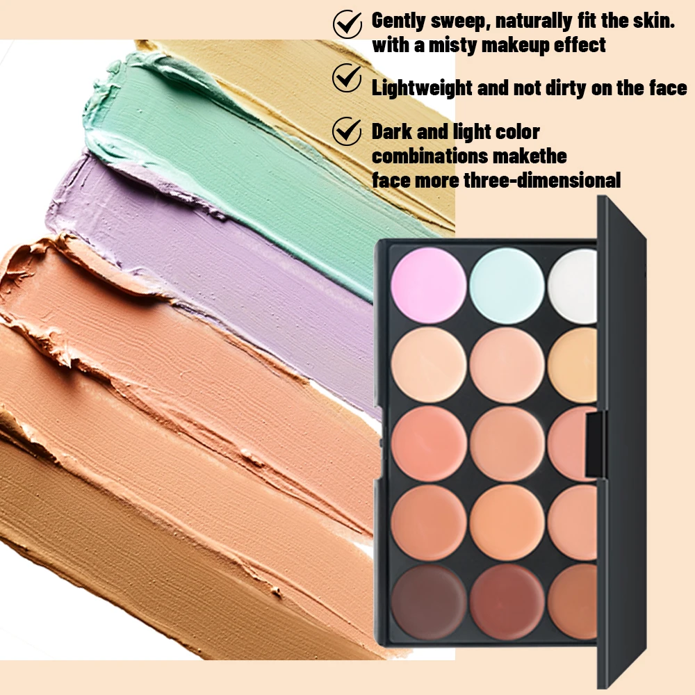 Concealer in 15 colors, foundation cream, contour cream, moisturizing face concealer, liquid foundation, acne marks
