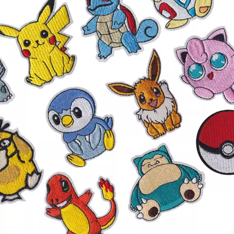 Delicate Pokémoned Pikachu Clothes Bulbasaur Cloth Patch Stickers Sew on Embroidery Charmander Patches Applique Iron on Clothing