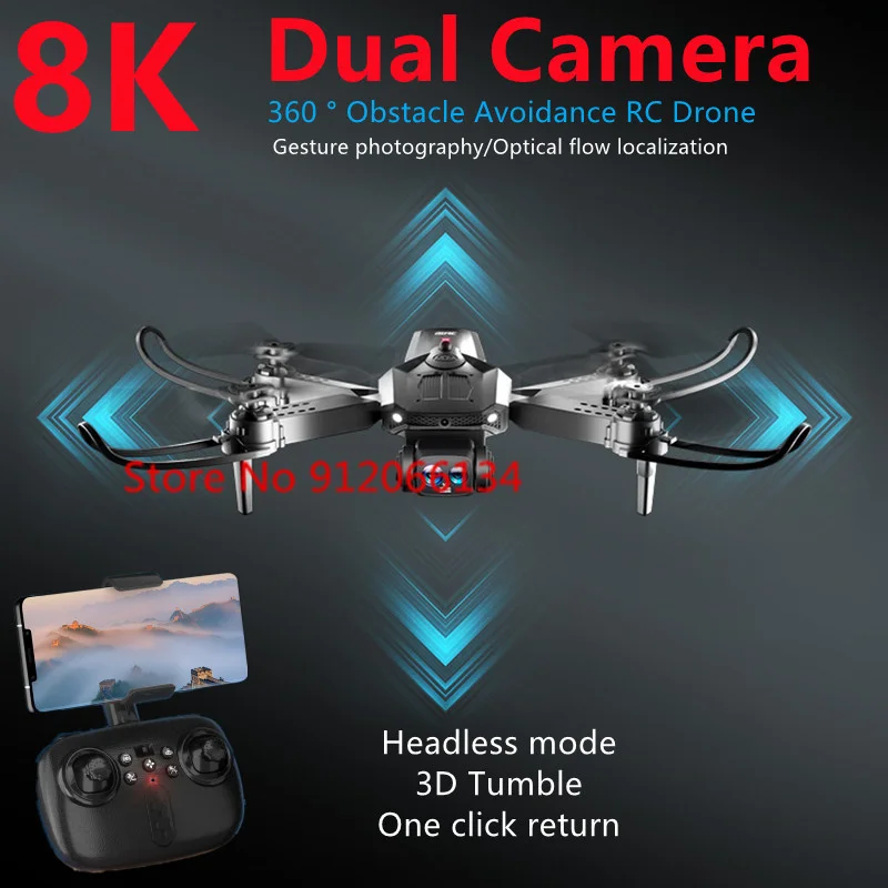 

8K WIFI FPV Remote Control Fold Drone One Click Return 360° Obstacle Avoidance Trajectory Flight Gesture Photography RC Drone