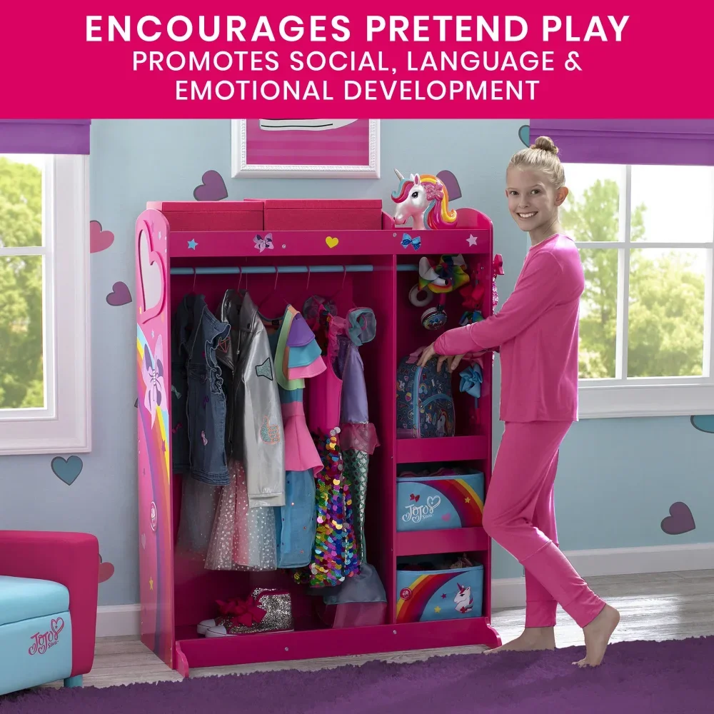 Dress and Play Boutique by Delta Children - Pretend Play Costume Storage Wardrobe for Kids with Mirror & Shelves