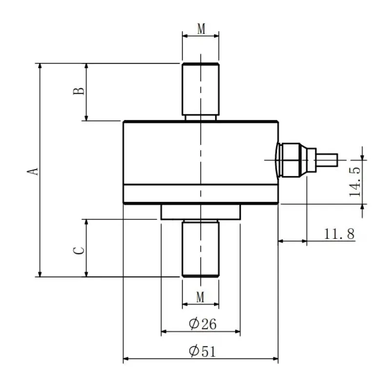 M16 Screw Type Stainless Steel Force Sensor 5kN Thread Mounting Inline Load Cell Tension Compression Transducer FA206