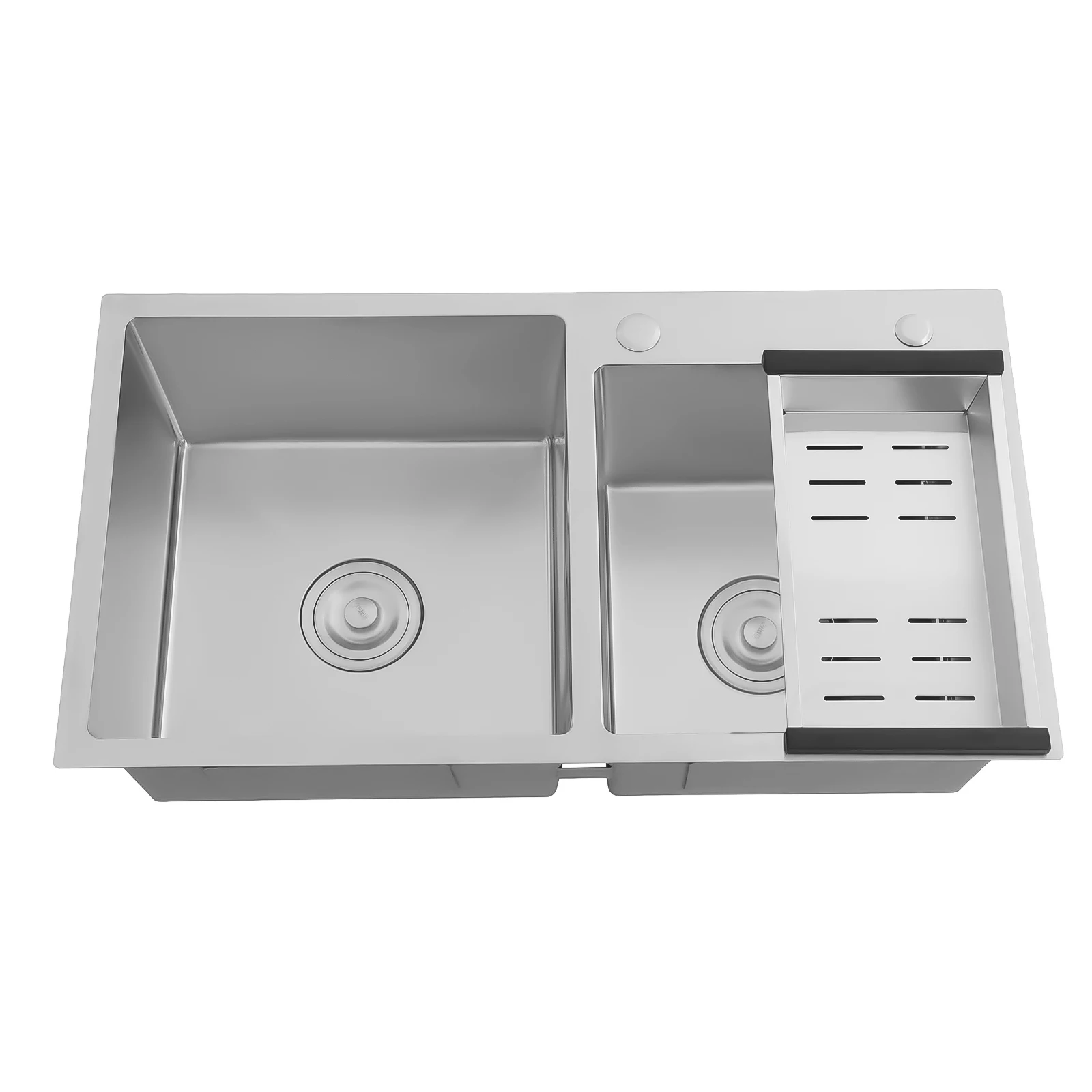 

Double Bowl Kitchen Sink with Drain Basket, Stainless Steel Kitchen Sink for Garages Basements Bars Kitchens Restaurants