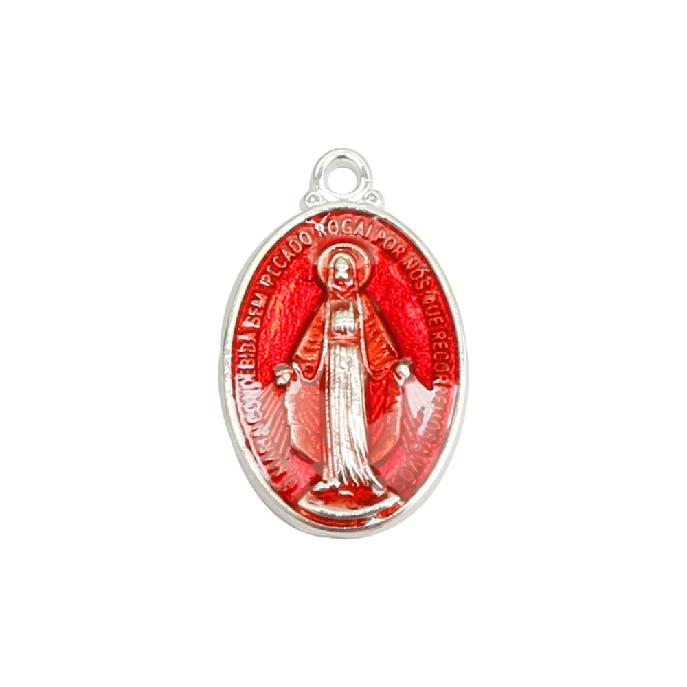 20pcs Alloy Enamel Silver Color Big Statement Oval Shape Virgin Mary Oil Drip Pendants Charms DLY Accessories DIY Jewelry Crafts