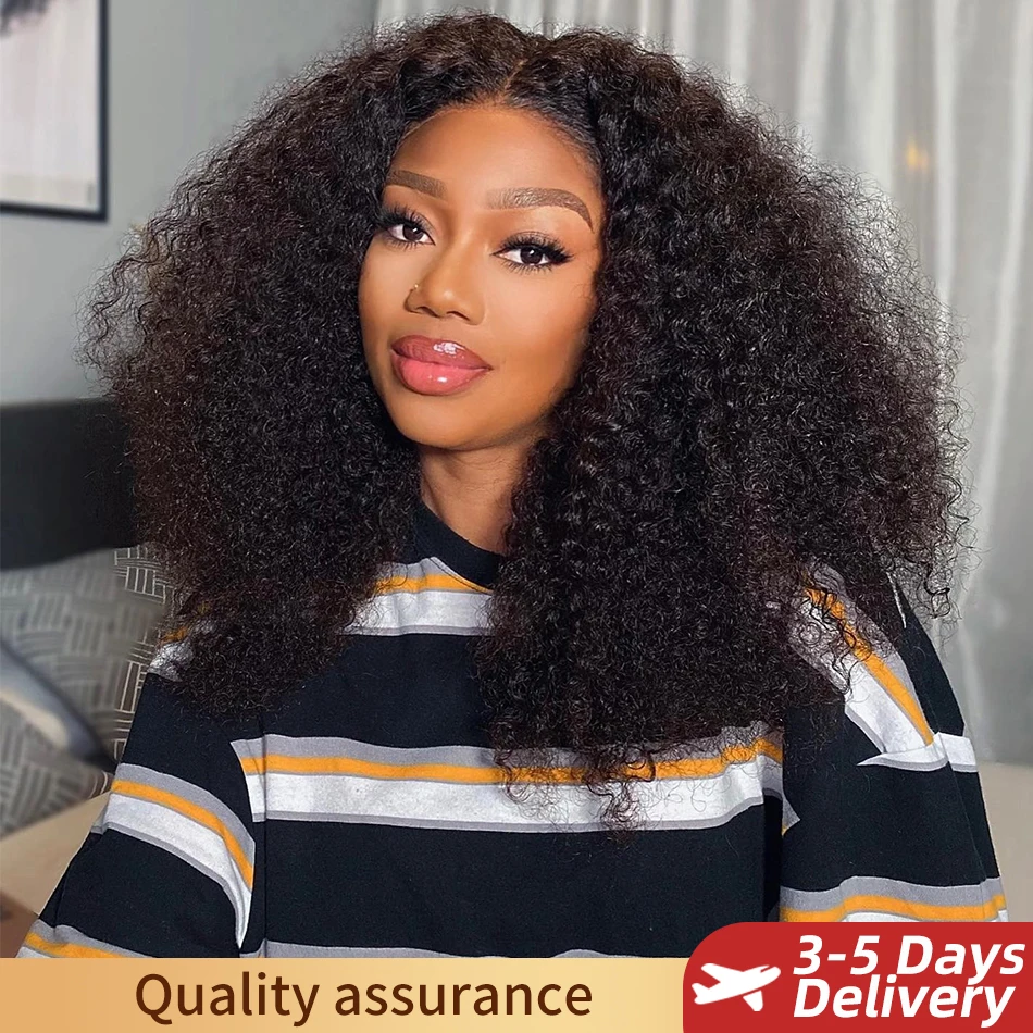 

10A 100% Glueless Wigs Human Hair Wigs Ready To Wear Bleached Knots 6x5 Pre Cut HD Transparent Glueless Lace Wigs Kinky Curly