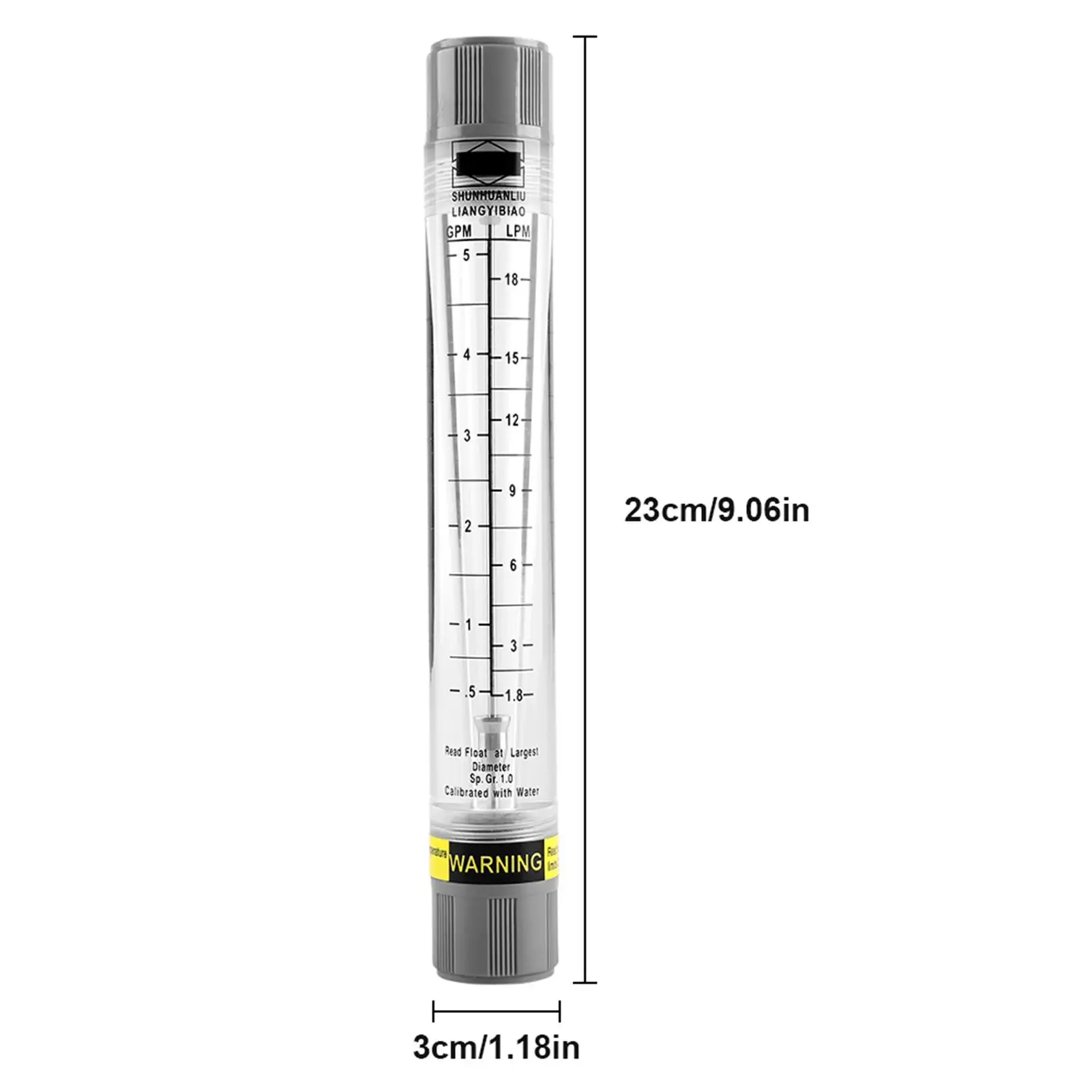 para medidor de flujo de tubería líquida - Dispositivo de medición de agua de 0-1,8 GPM / 1,8-18 LPM