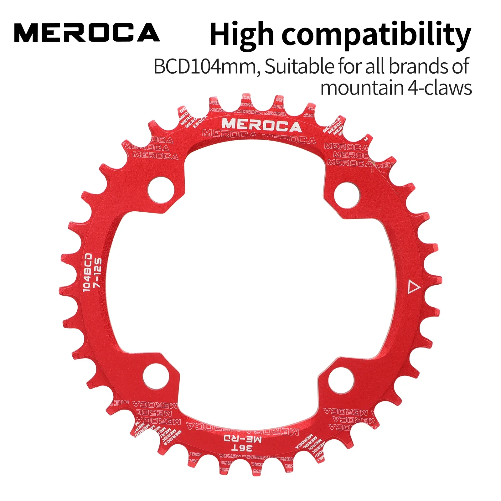 MEROCA 104 Bcd Chainring Narrow Wide 104bcd Crown Ultralight Mountain Bike 32T 34T 36T 38T Crankset Bicycle Dish 34 Teeth Mtb