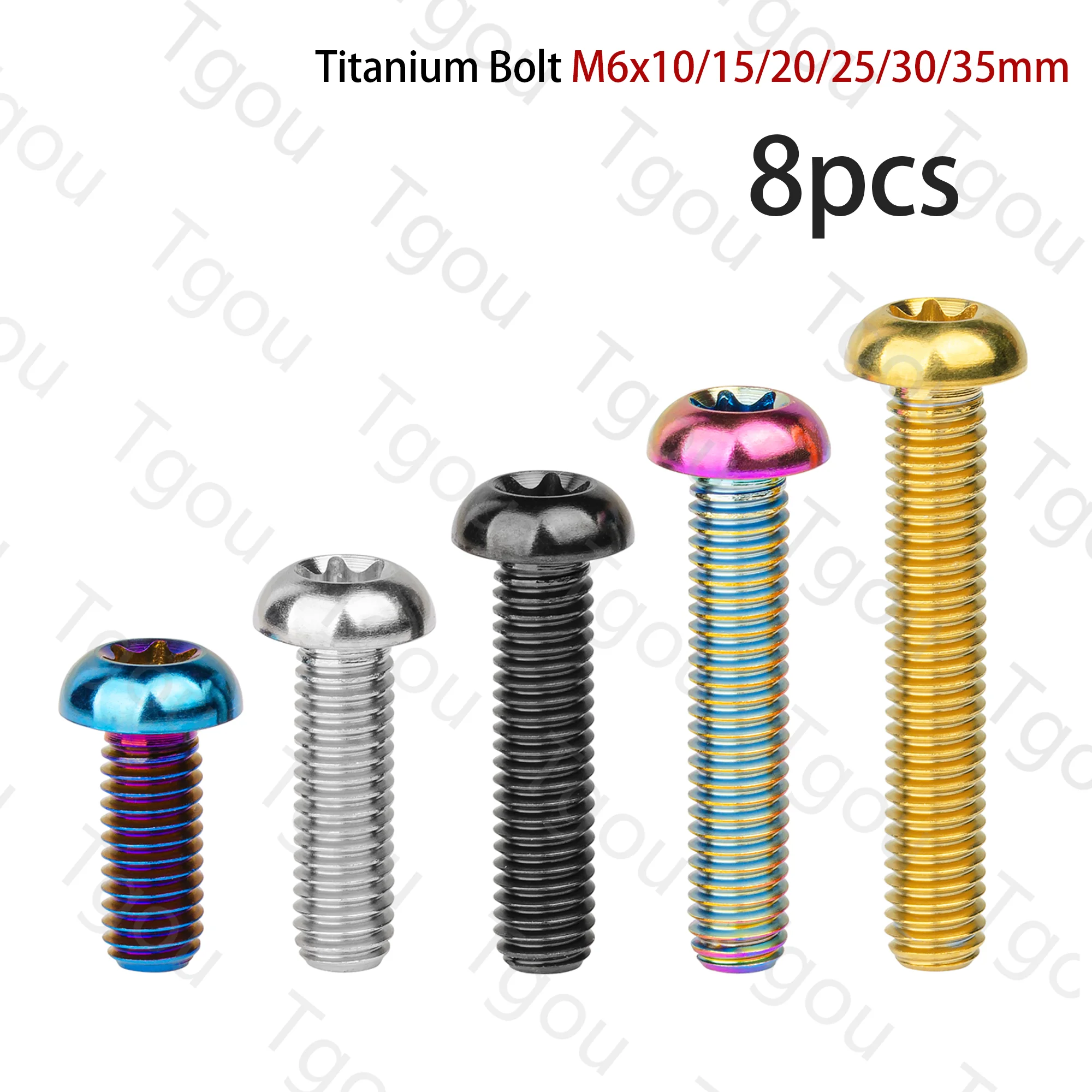 

Tgou Titanium Bolt M6x10/15/20/25/30/35mm T30 Torx Head Screws for Bike Motorcycle 8pcs