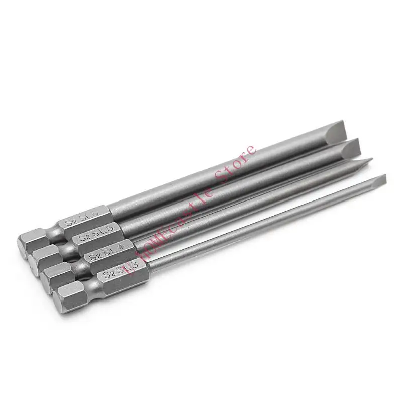 63HF 4Pcs 100mm Slotted Screwdriver Bit 3mm-6mm Flat for Head 1/4