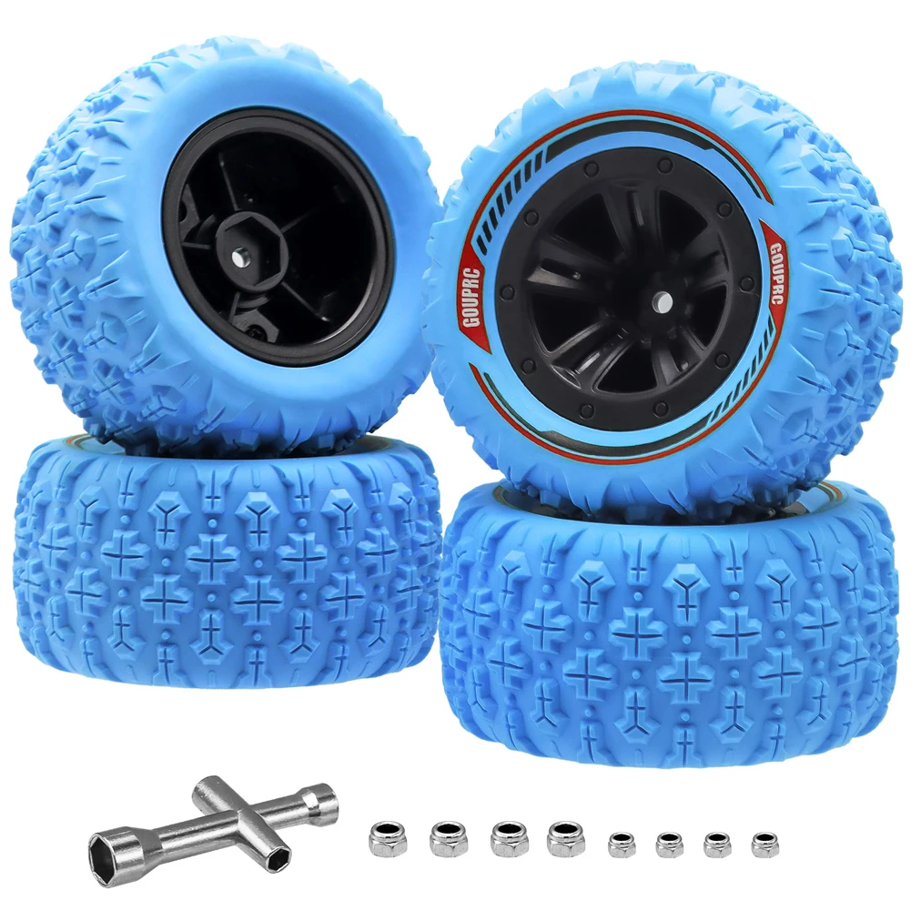 4Pcs 12mm Hex RC Wheel Tires Set Swamp Claw Mud Terrain Tires Accessories Wheels Tires for 1/14 1/16 RC Car Crawler