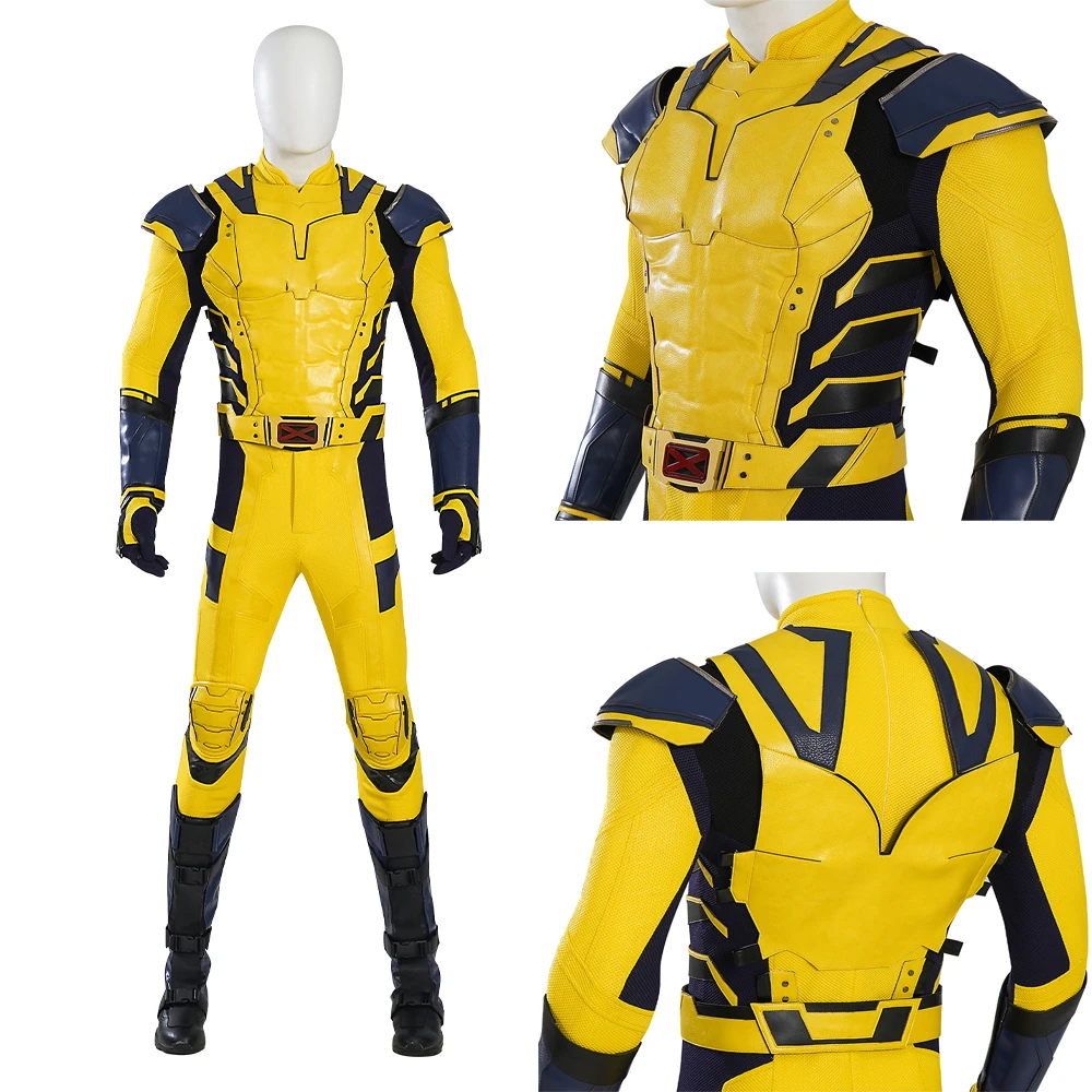 Halloween Superhero Metal Wolf Hugh Jackman Role-Playing High-End Customized Yellow Battle Suit Jumpsuit Vest Wolf Claw Prop