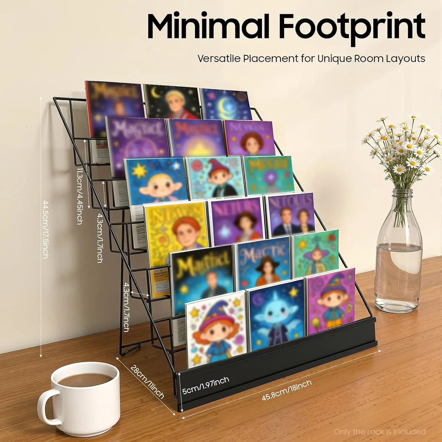6 Tier Metal Tabletop Book Rack, 18