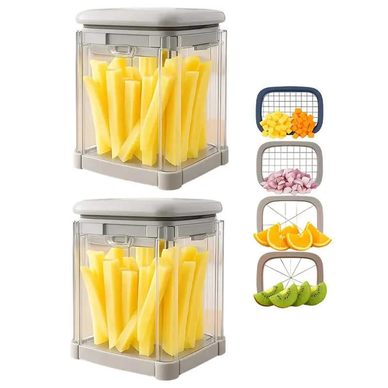 

For Kitchen Multifunctional Manual French Fry Cutter With Replaceable Blades For Potatoes Cucumbers Dicing-AT30