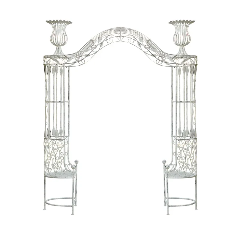 Outdoor wrought iron arch chair flower stand garden balcony courtyard arched rose climbing vine frame flower stand