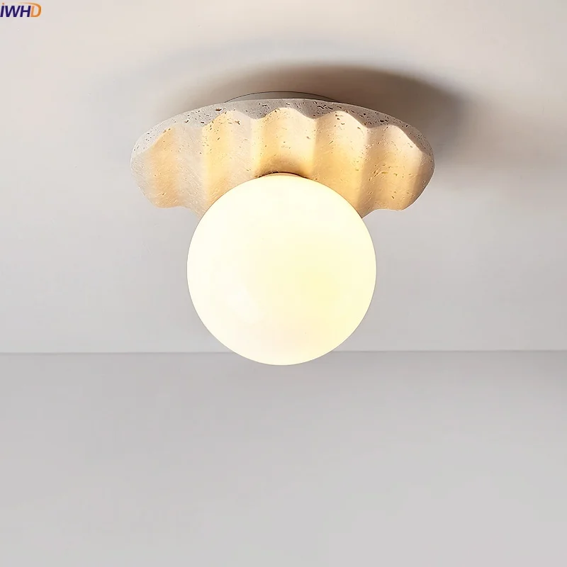 

IWHD Creative Glass Stone LED Ceiling Lights Living Room Children's Room Aisle Modern Nordic Interior Ceiling Lamp Lampe Plafond